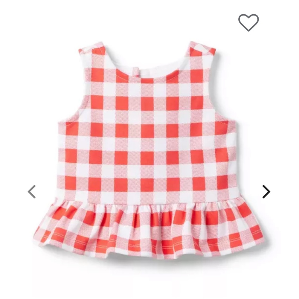 Janie and Jack Island Punch Gingham peplum sleeveless top with back Bow.
